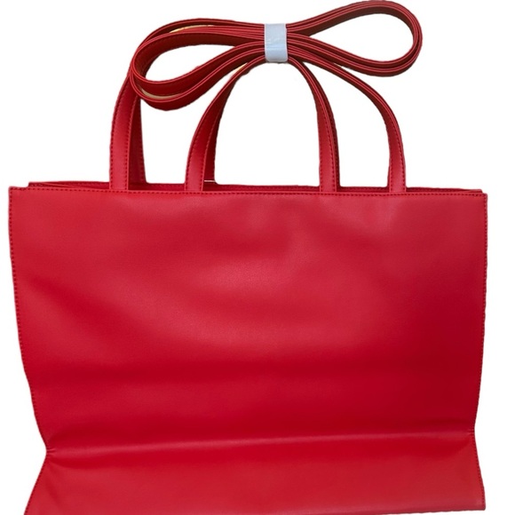 Telfar Large Shopping Bag Red Vegan Leather Tote - Picture 4 of 14